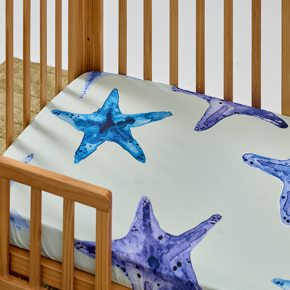 Ocean Starfall Waterproof Cot Sheet
