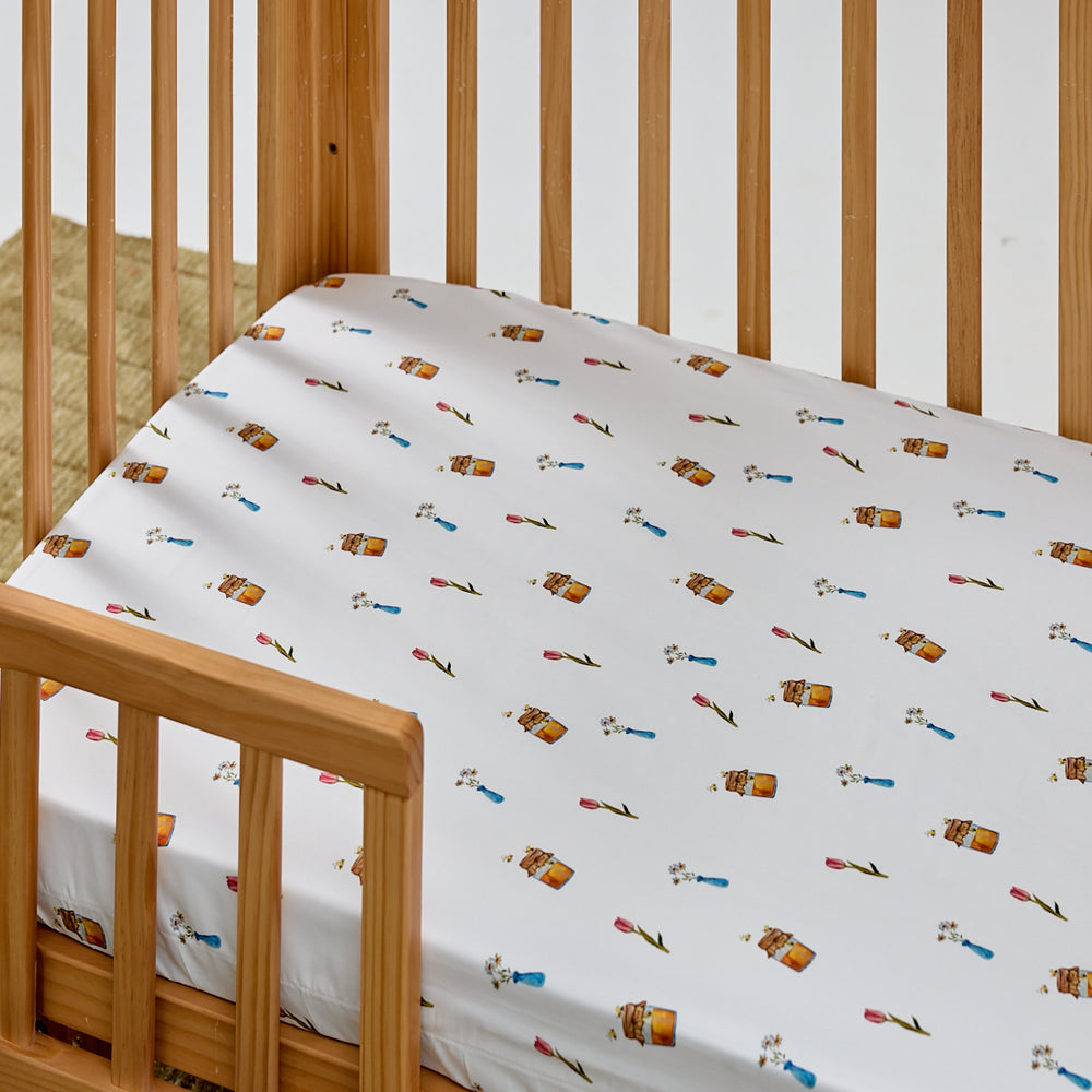 Honey Meadow Waterproof Cot Sheet
