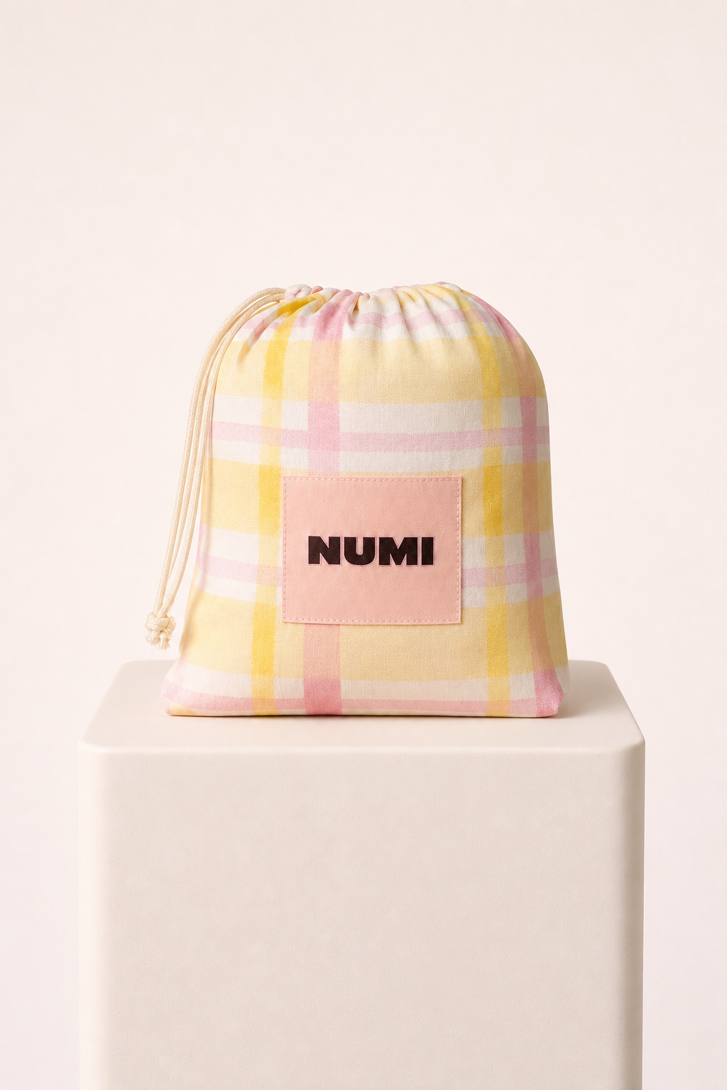 Peaches & Cream Gingham Waterproof Cot Sheet